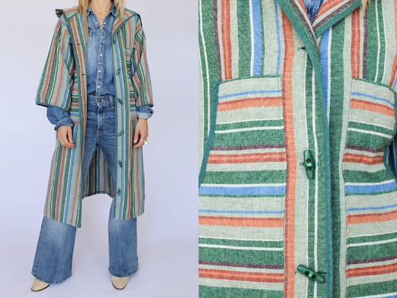 Vintage Bohemian jaren 70 jas met capuchon