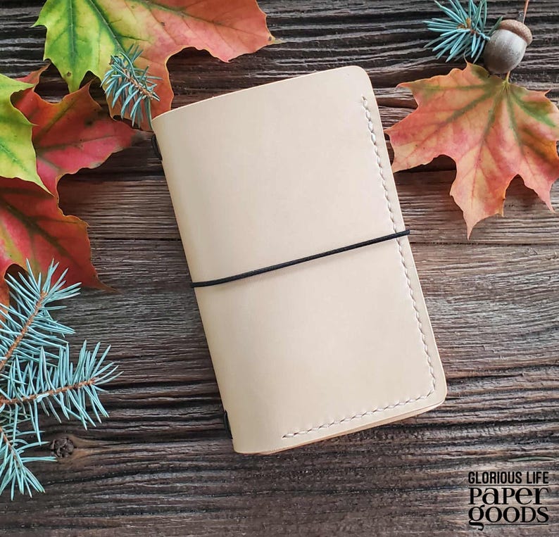 Customized Leather TRIFOLD Journal Cover: 2 Inner Pockets, Refillable, Sizes A4 A5 A4 B7 B6 Slim, Fits 3 Notebook Inserts, Personalized Gift imagen 16