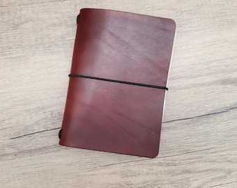 Ready to Ship - Leather Journal Cover, B7 / Passport (3.5" x 5"), Saddle Brown, Refillable