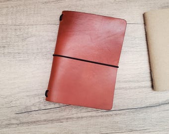 Ready to Ship - Leather Journal Cover, B7 / Passport (3.5" x 5"), Tan,  Refillable