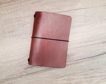 Ready to Ship - Leather Journal Cover, B7 / Passport (3.5" x 5"), Brown, Refillable