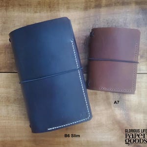 Customized Leather TRIFOLD Journal Cover: 2 Inner Pockets, Refillable, Sizes A4 A5 A4 B7 B6 Slim, Fits 3 Notebook Inserts, Personalized Gift imagen 6