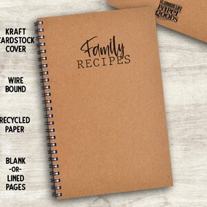 Family Recipe Book To Write In, Spiral Bound DIY Make Your Own Cookbook  with 90 Pages (Blank Inside, 6.5 x 8.2 In) 
