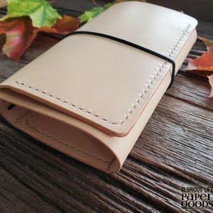 Customized Leather TRIFOLD Journal Cover: 2 Inner Pockets, Refillable, Sizes A4 A5 A4 B7 B6 Slim, Fits 3 Notebook Inserts, Personalized Gift imagen 2