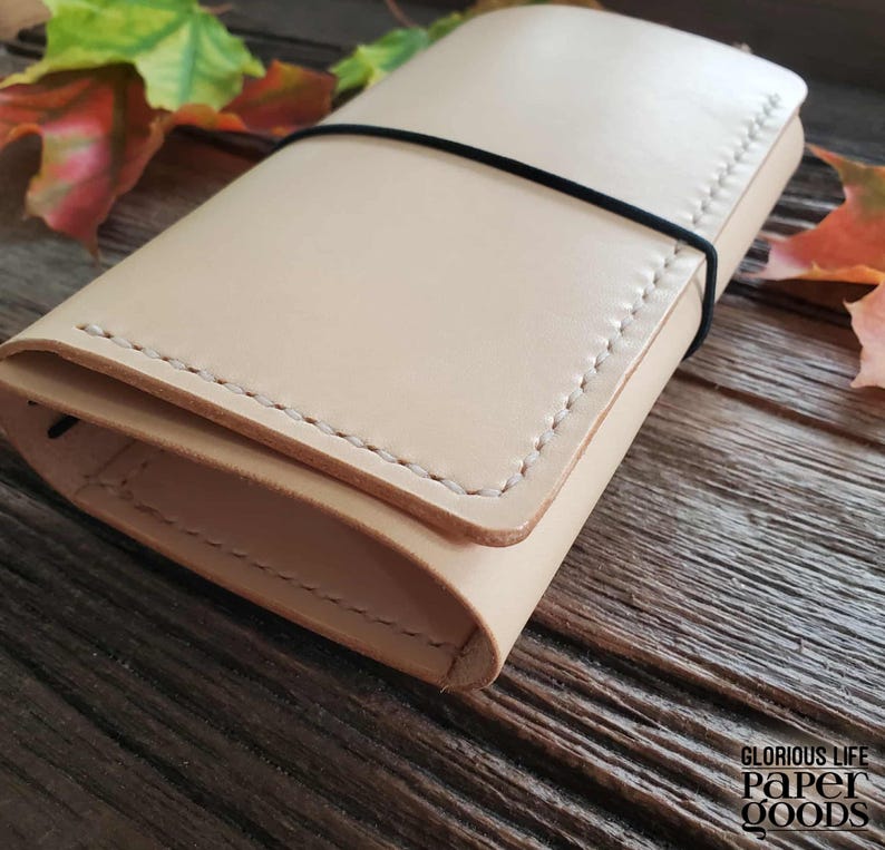Customized Leather TRIFOLD Journal Cover: 2 Inner Pockets, Refillable, Sizes A4 A5 A4 B7 B6 Slim, Fits 3 Notebook Inserts, Personalized Gift imagen 2