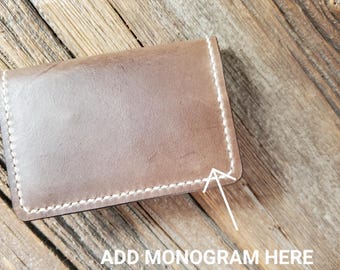 Bifold Leather Card Wallet / Business Card Holder - Customizable & Personalizable