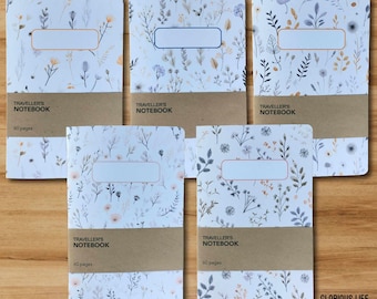 A5 OR B6 Slim Watercolour Wildflower Travel Notebook, Saddle Stitch Journal, Pocket Notebook, Sketchbook, Diary, Prayer Journal Gift for Her