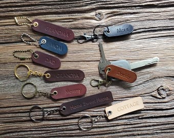 Personalized Stamped Leather Keychain - Car Accessories, Bag Charm, Key Holder, Custom Keychain, Purse Charm, Key Ring - 3 Hardware Choices