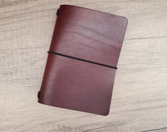 Ready to Ship - Leather Journal Cover, B7 / Passport (3.5" x 5"), Saddle Brown, Refillable