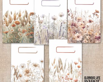 A5 OR B6 Slim Wildflower Border Travel Notebook, Saddle Stitch Journal, Pocket Notebook, Sketchbook, Diary, Prayer Journal, Gift for Her