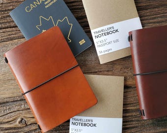 Customizable Leather Journal Cover, B7 / Passport (3.5" x 5"), Refillable Leather Journal, Personalized Gift