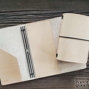 Customized Leather TRIFOLD Journal Cover: 2 Inner Pockets, Refillable, Sizes A4 A5 A4 B7 B6 Slim, Fits 3 Notebook Inserts, Personalized Gift imagen 1