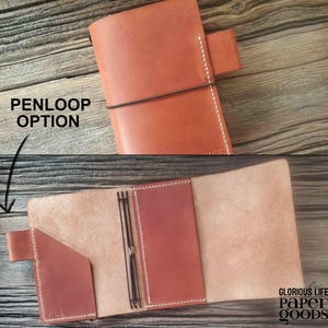 Customized Leather TRIFOLD Journal Cover: 2 Inner Pockets, Refillable, Sizes A4 A5 A4 B7 B6 Slim, Fits 3 Notebook Inserts, Personalized Gift imagen 4