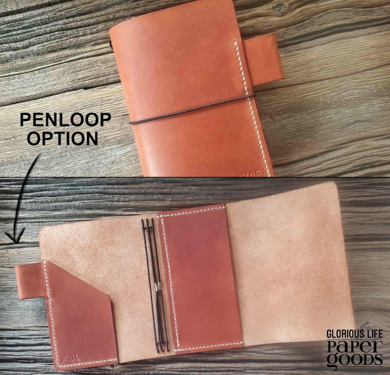 Customized Leather TRIFOLD Journal Cover: 2 Inner Pockets, Refillable, Sizes A4 A5 A4 B7 B6 Slim, Fits 3 Notebook Inserts, Personalized Gift imagen 4