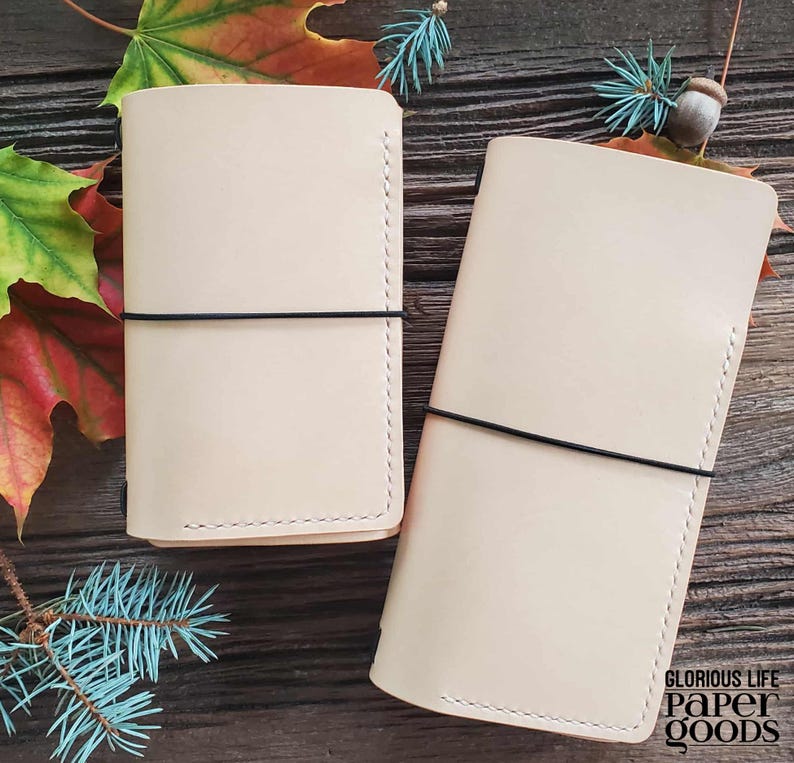 Customized Leather TRIFOLD Journal Cover: 2 Inner Pockets, Refillable, Sizes A4 A5 A4 B7 B6 Slim, Fits 3 Notebook Inserts, Personalized Gift imagen 15