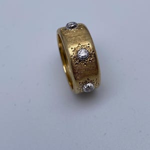 Classic M. Buccellati 18kt yellow & white gold, Macri band ring with diamonds. Estate jewelry