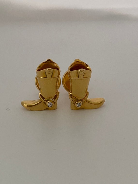 Vintage pair of 18karat yellow gold, diamond boot… - image 1