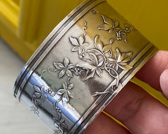 Antikes Jugendstil-Armband aus Sterlingsilber mit Blumenmuster, circa 1900