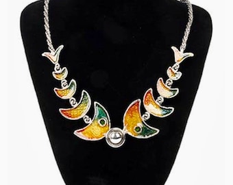 Vintage Mario Valentino Fish Necklace, 70s Italian Enamel Bijoux Cascio