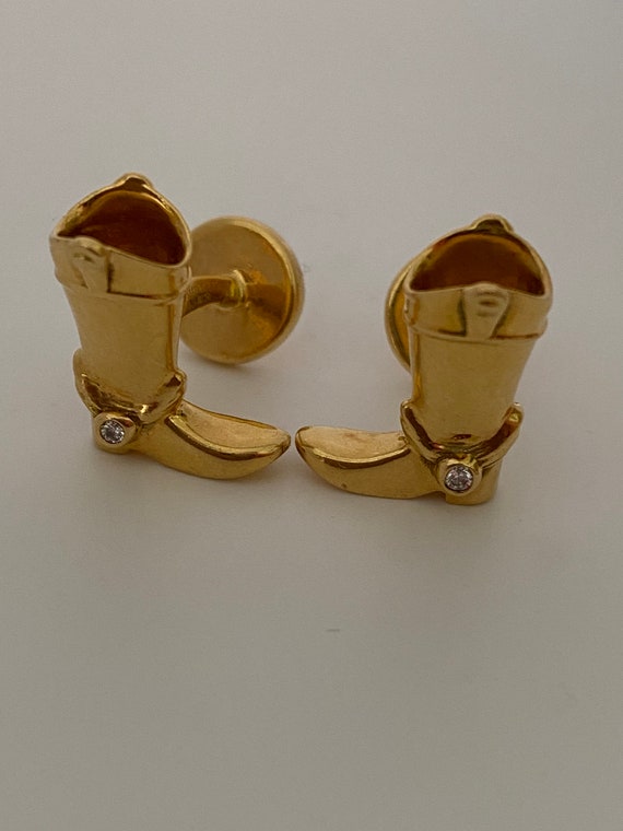 Vintage pair of 18karat yellow gold, diamond boot… - image 2