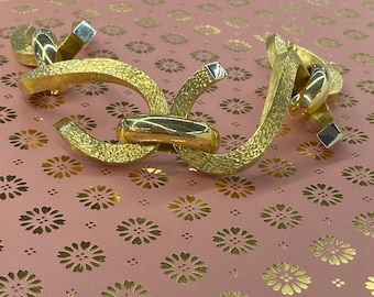 Vintage Italienisches 18k Gold Skulpturale Armband, Mid Century Modern S Link Statement Piece