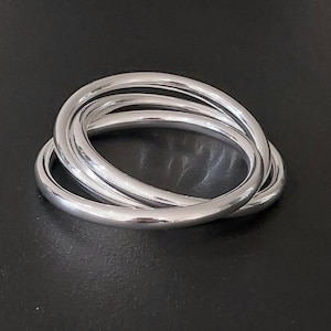 Vintage 1980’s 925 sterling silver three ring bangle bracelet