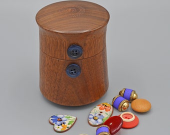 Walnut Button Box with buttons