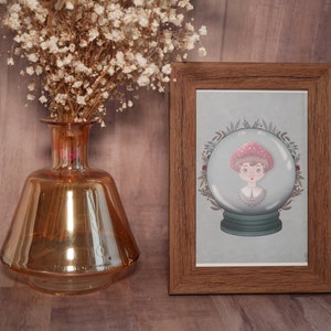 Carte postale - Boule de Noel et Champignon - Illustration numérique