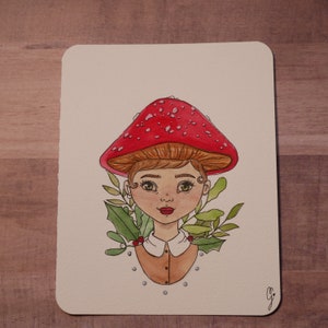 Carte postale - Illustration originale et unique - Aquarelle - Champignon de Noël