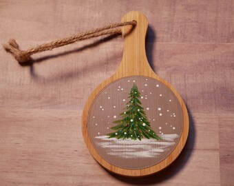 Suspension en bois peinte à la main - Acrylique - Fait main pour la décoration de Noël