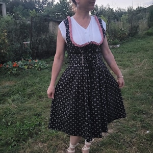 Vintage tyrolean dress, size DE 44, M, Oktoberfest folk German dress, trachten dress ,tyrolean  cotton dress, cottagecore style Stockerpoint