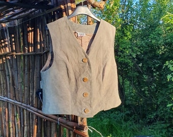 Vintage 90s suede vest for men , size 42 DE , trachten style, Bavarian Oktoberfest outfit, brand Country line