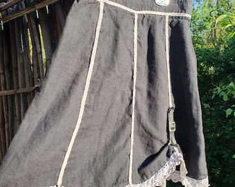 Vintage folk linen skirt,size 36 DE,brand Landhaus by C&A Naturally, Oktoberfest folk German skirt, trachten cloche skirt ,tyrolean  clothes