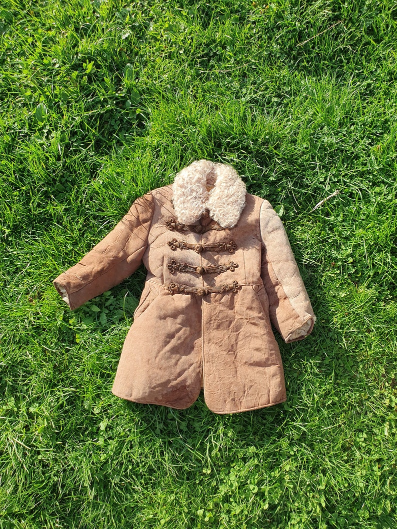 manteau vintage rare pour enfants en peau de mouton, taille 2-3 ans image 1