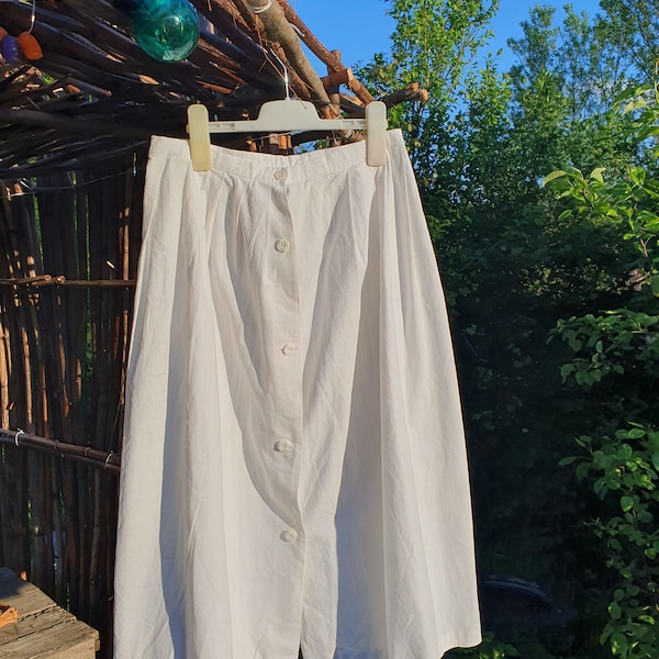 Vintage folk cotton skirt,size M ,long white skirt, Oktoberfest folk German skirt, trachten  skirt ,tyrolean  clothes