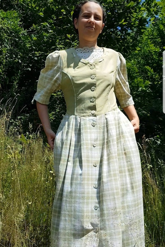 German DIRNDL cotton  dress by Landhaus C&A, pale 