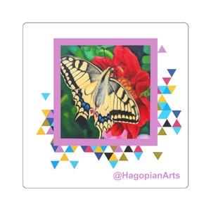 Square Stickers: Eco Mural Project 2--Symbiosis (Yellow Swallowtail Butterfly)