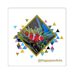 Square Stickers: Eco Mural Project 2--Symbiosis (Clownfish)