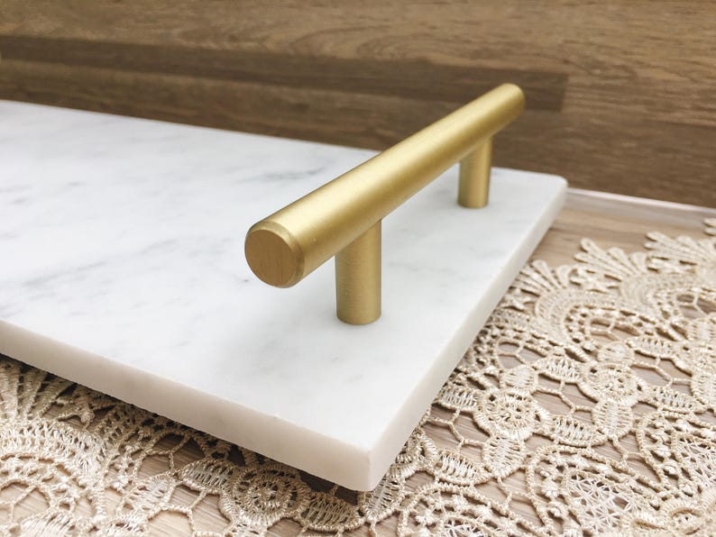 6 X 12 White Marble Tray With Brass/gold Handles // House Etsy