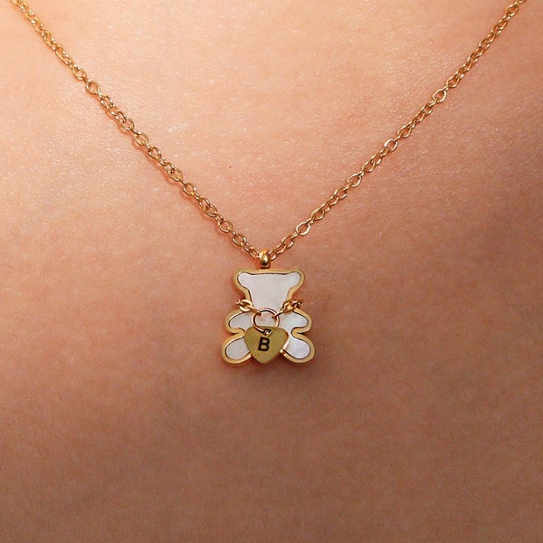 Collier mignon ours perle de mère colliers coeur ours colliers mignons personnalisés