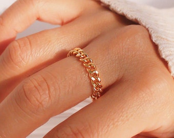 Bold chain ring permanent gold chain ring minimalist dainty simple gold rings best gift for her