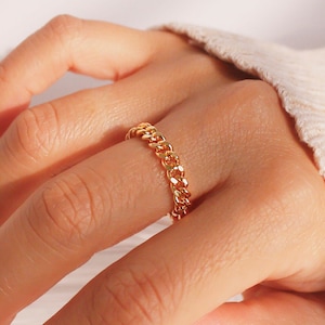 Bold chain ring permanent gold chain ring minimalist dainty simple gold rings best gift for her image 1