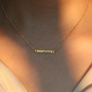 Personalized Bar Necklace: 16K Gold Plated, Rose Gold, or Silver