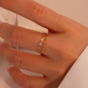 Dainty Double Chain Ring: 16K Gold Plated Minimalist Jewelry - Etsy