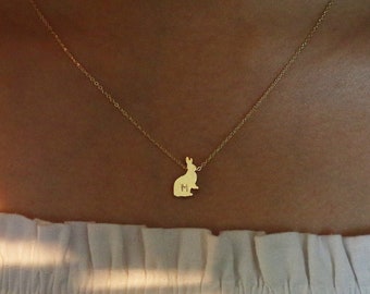 Gold Rabbit initial necklace hand stamped your initial cute rabbit gold necklaces 16k gold plated friendship necklaces