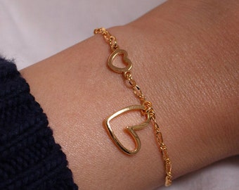 heart bracelets two hearts gold bracelet silver love bracelet best gift for her