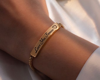 Personalized Gold Slider Bracelet: Skinny Snake Chain, Adjustable Fit