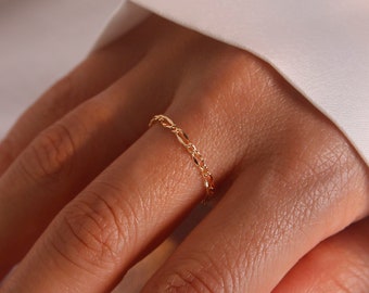 Permanent gold chain ring 16K gold rings gift for her minimalist dainty simple gold rings best gifts