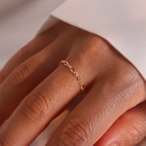 Permanent gold chain ring 16K gold rings gift for her minimalist dainty simple gold rings best gifts