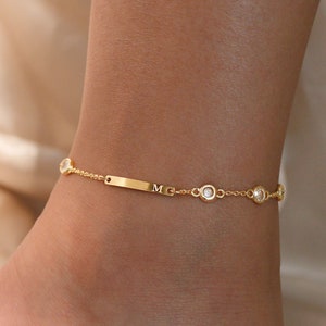 your initial name anklet gold 16k plated cubic name bar anklets anklet bracelets